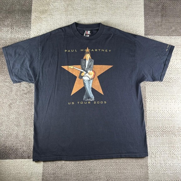 Vintage‎ Paul McCartney 2005 Tour T-Shirt Mens 2XL Giant Black Y2k Beatles Rock - Picture 1 of 6